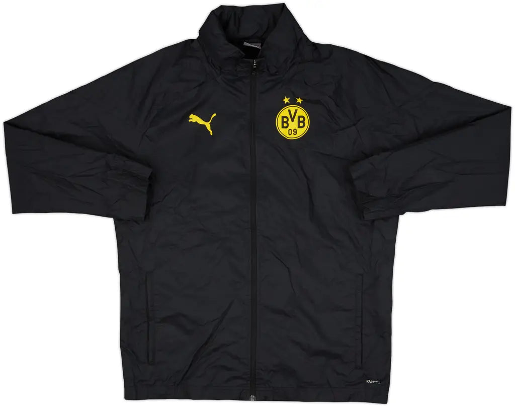 Chamarra Impermeable Puma BVB Raincell Capucha Negro 13-14y Junior
