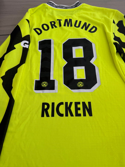 Puma dryCELL · 1&1 · Talla M/L adulto · BVB Jersey Manga Larga Amarillo Neón - Personalizado RICKEN 18